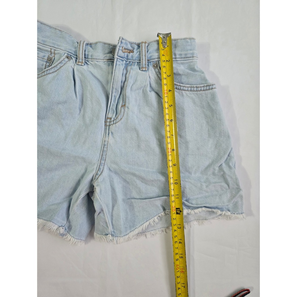 Levis Skirty Short Girls 10 Light Wash Denim Frayed Hem High Waist Shorts - Picture 5 of 14